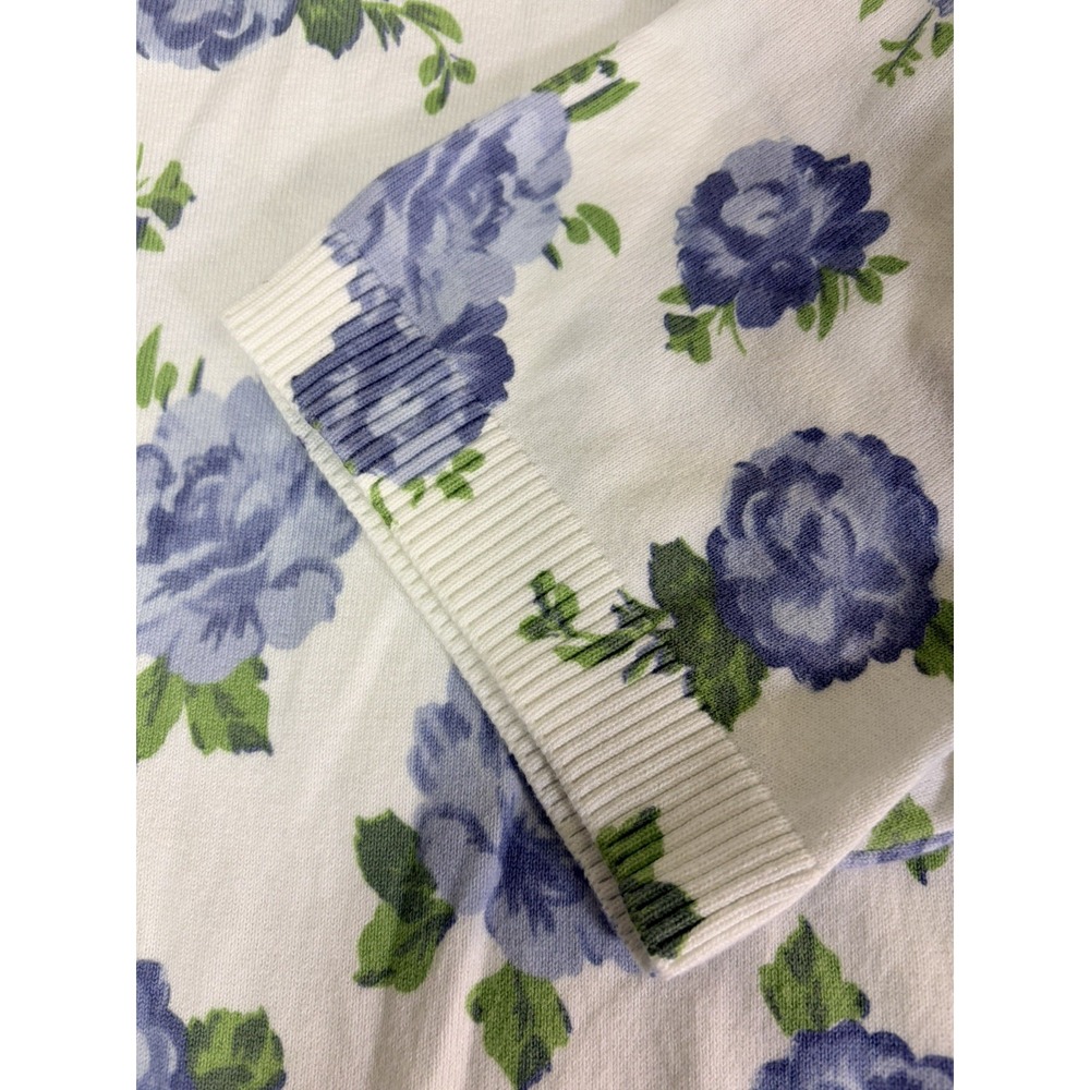 Vince Camuto Women's XL Floral Short Sleeve Sweater Blue White - Picture 8 of 8